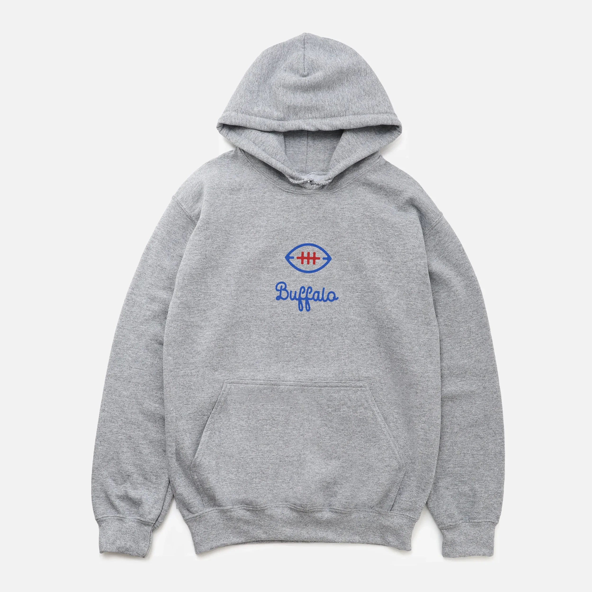 Retro Buffalo Bills minimal hoodie heavyweight grey football hooded sweatshirt