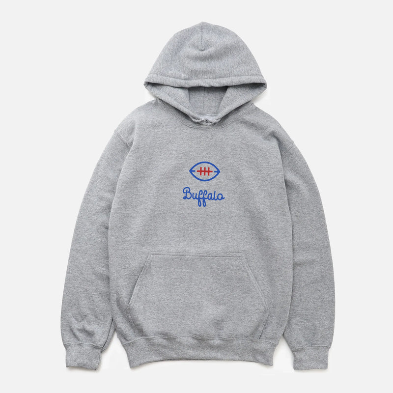 Retro Buffalo Bills minimal hoodie heavyweight grey football hooded sweatshirt