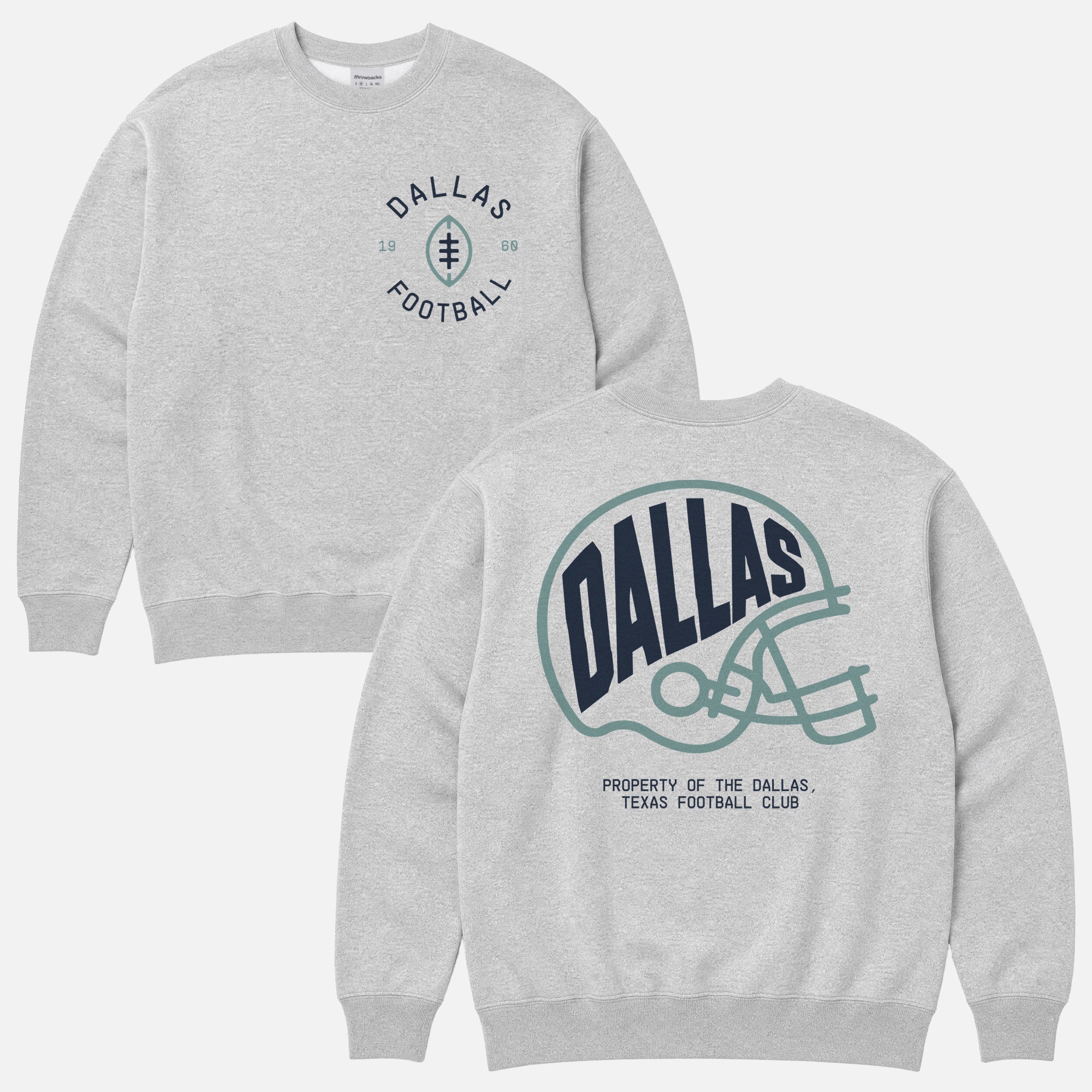 Cool retro dallas cowboys nfl crewneck sweatshirt with front and back print for sale at throwbacks