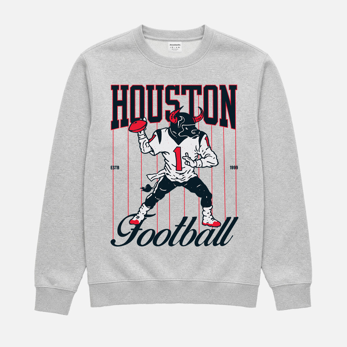 Retro Houston Texans NFL Football Pinstripes grey Sweatshirt