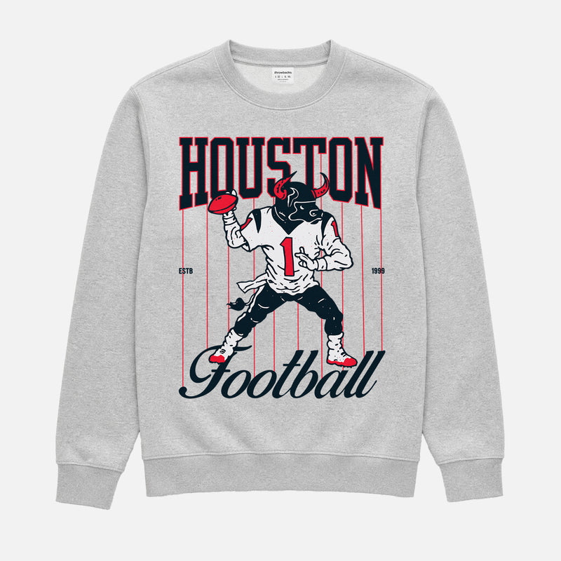 Retro Houston Texans NFL Football Pinstripes grey Sweatshirt