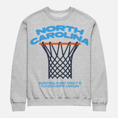 Grey and Carolina Blue UNC basketball sweatshirt, vintage North Carolina streetwear bball crewneck for men and women