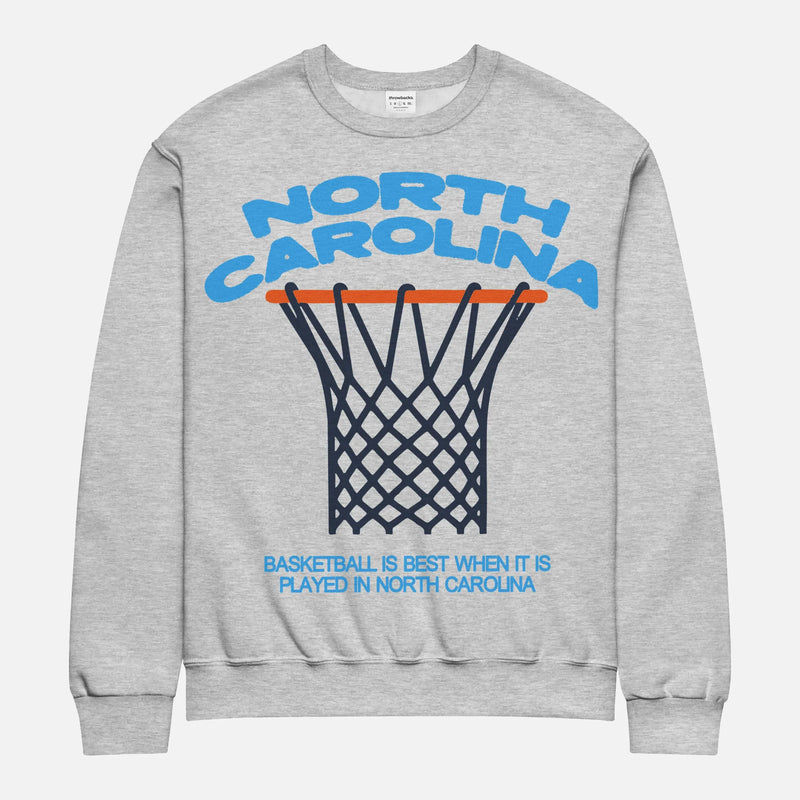 Grey and Carolina Blue UNC basketball sweatshirt, vintage North Carolina streetwear bball crewneck for men and women