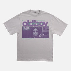 Oldboy 2003 Movie t-shirt, y2K style korean movie grey purple and teal graphic tee 
