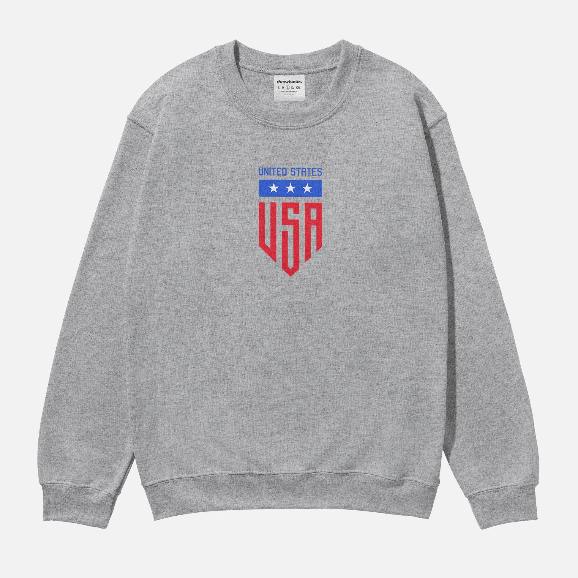 Navy United States Soccer Team World Cup Crewneck Sweatshirt, Grey, red, blue USMNT heavyweight pullover sweater for men and women