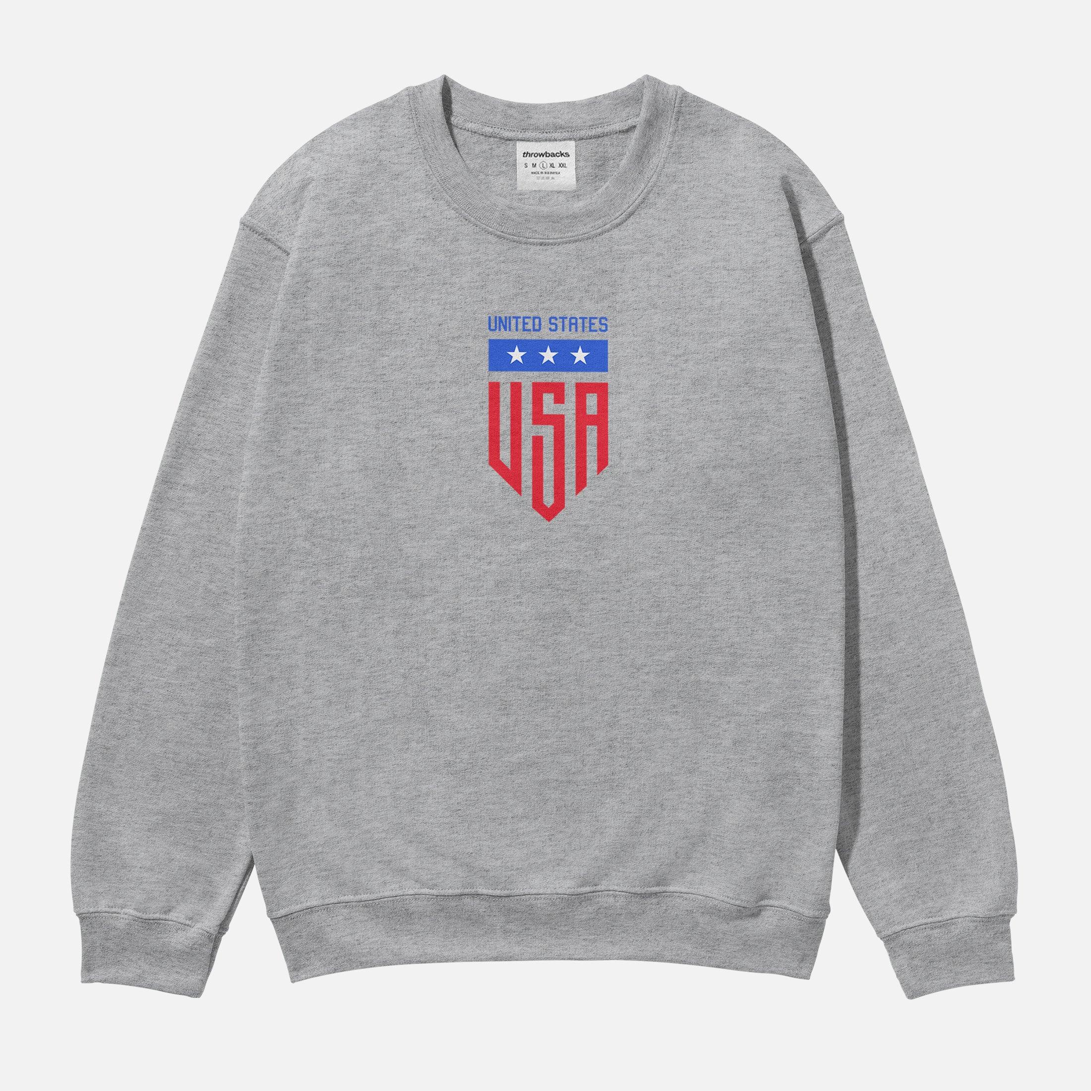 Navy United States Soccer Team World Cup Crewneck Sweatshirt, Grey, red, blue USMNT heavyweight pullover sweater for men and women