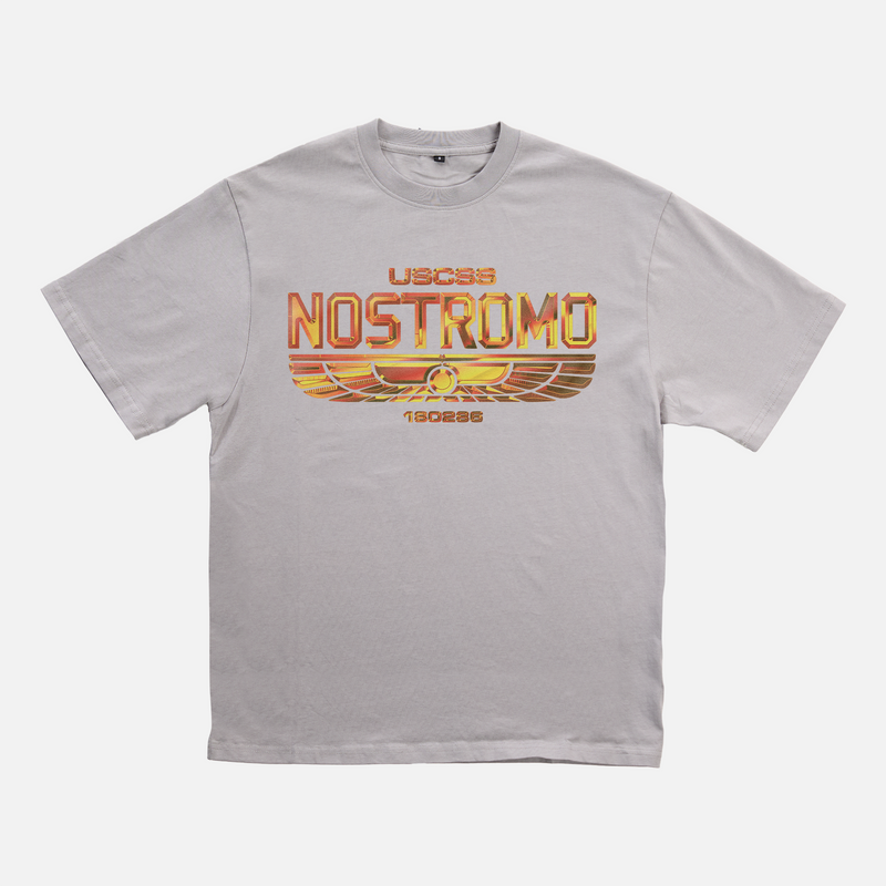 Chrome Orange Yellow USCSS Nostromo Badge Logo t-shirt, weyland yutani alien movie graphic tee streetwear
