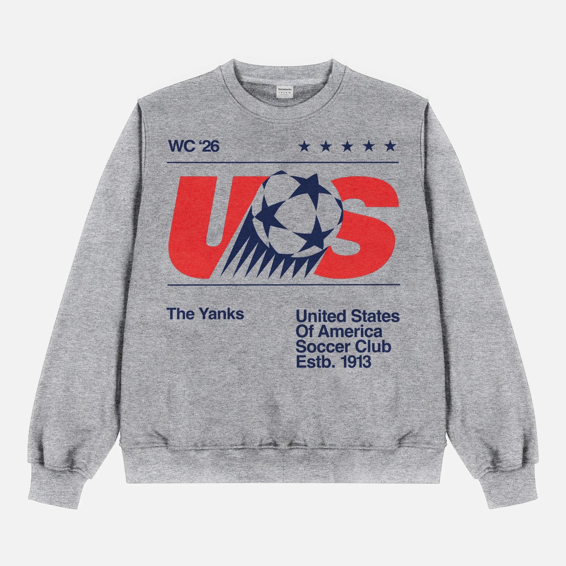 Retro USMNT 1980s world cup soccer sweatshirt, grey heavyweight United States crewneck