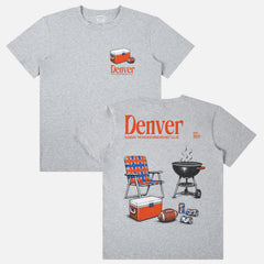 Funny vintage Denver Broncos NFL football fan tailgate t-shirt with retro beer and bbq pit