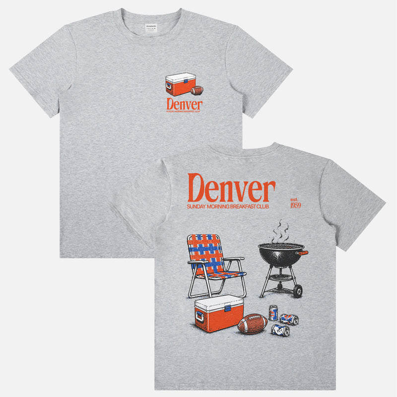 Funny vintage Denver Broncos NFL football fan tailgate t-shirt with retro beer and bbq pit