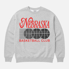 cute retro 80s and 90s Nebraska Cornhuskers college basketball streetwear grey  crewneck sweatshirt