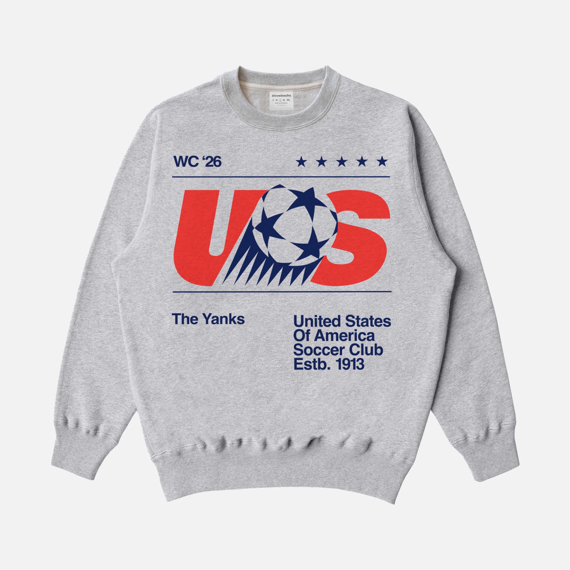 Retro USMNT 1980s world cup soccer sweatshirt, vintage grey heavyweight United States crewneck