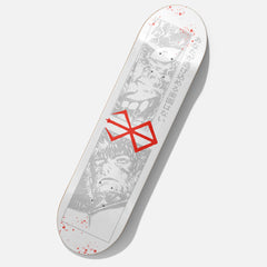 White red and silver Berserk Anime Skate Deck, Retro 90s Berserk JApanese Manga Series Skateboard wall art decor