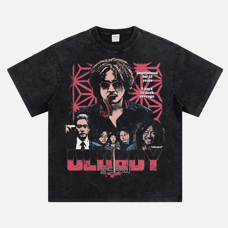 Oldboy 2003 retro streetwear t-shirt, heavyweight distressed Old boy korean movie graphic tee