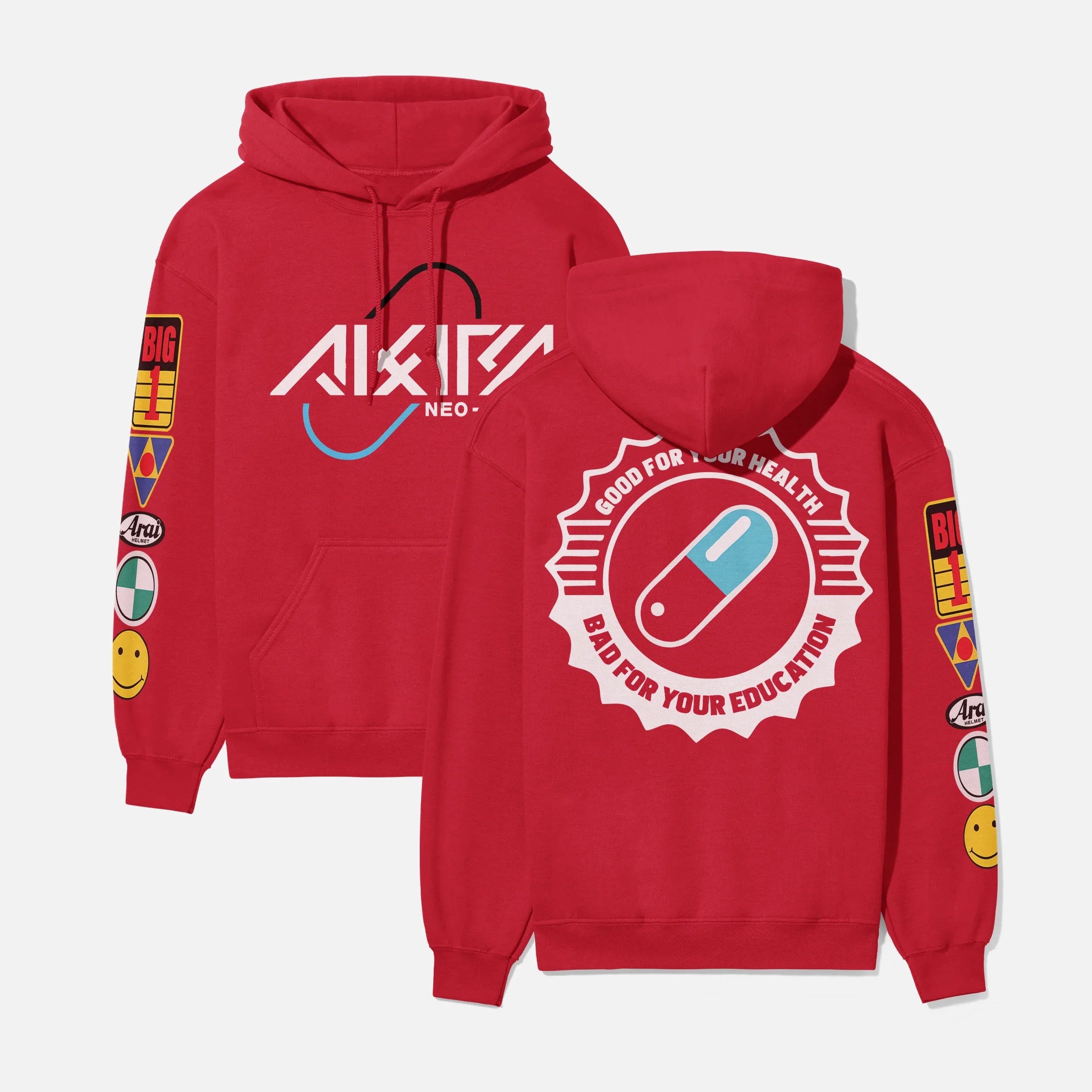 Akira Neo-Tokyo Anime Hoodie with Front Back and Sleeve Print