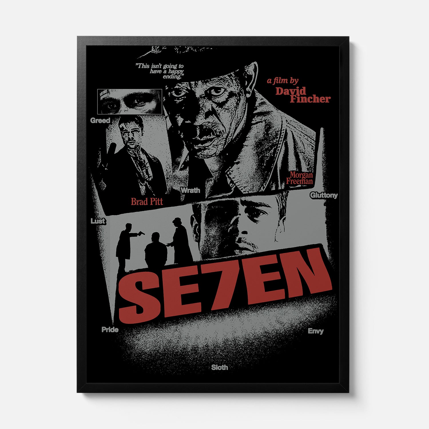 Framed David Fincher Se7en movie poster 