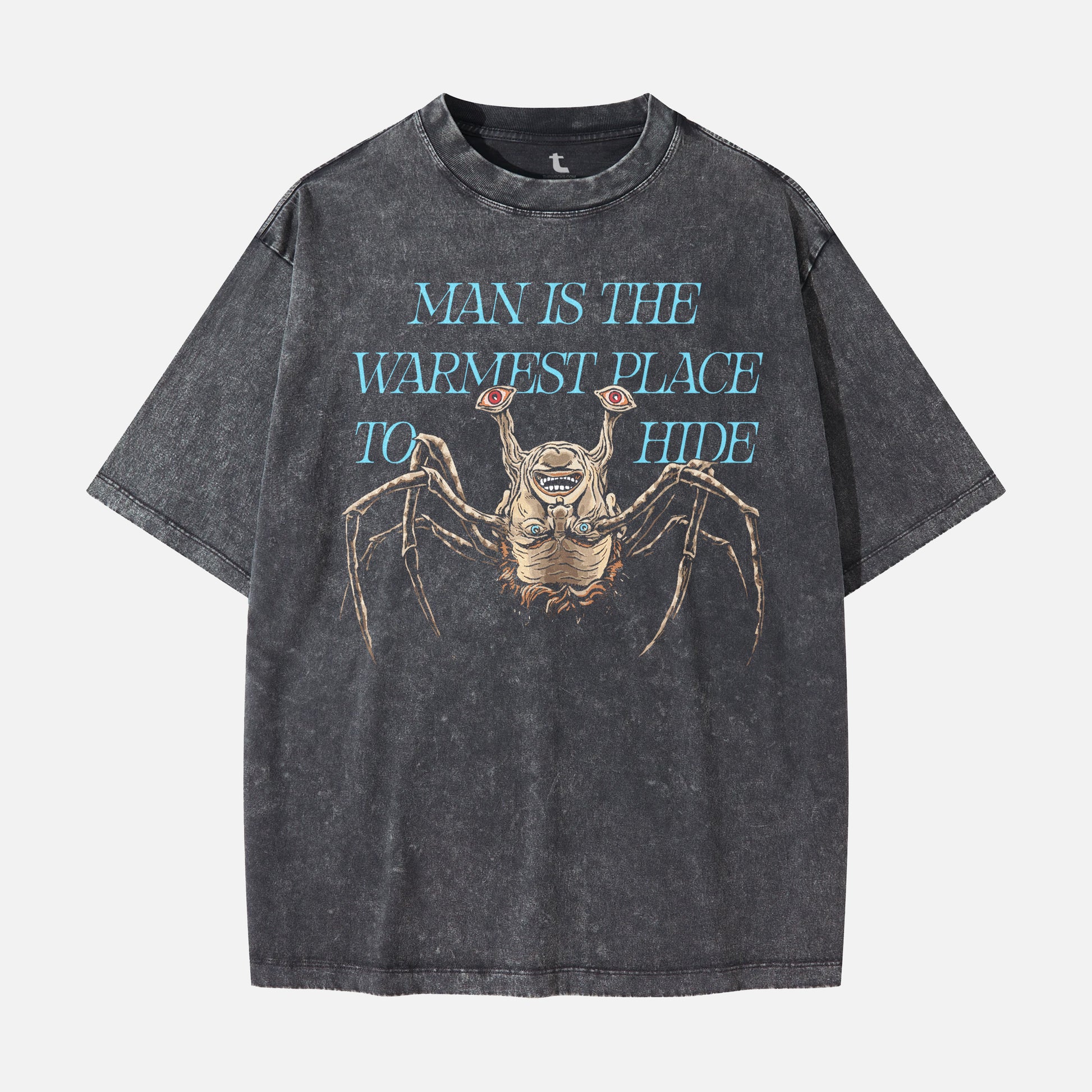 John Carpenter's The Thing horror movie t-shirt, distressed grunge black 1982 the thing norris spiderhead graphic tee