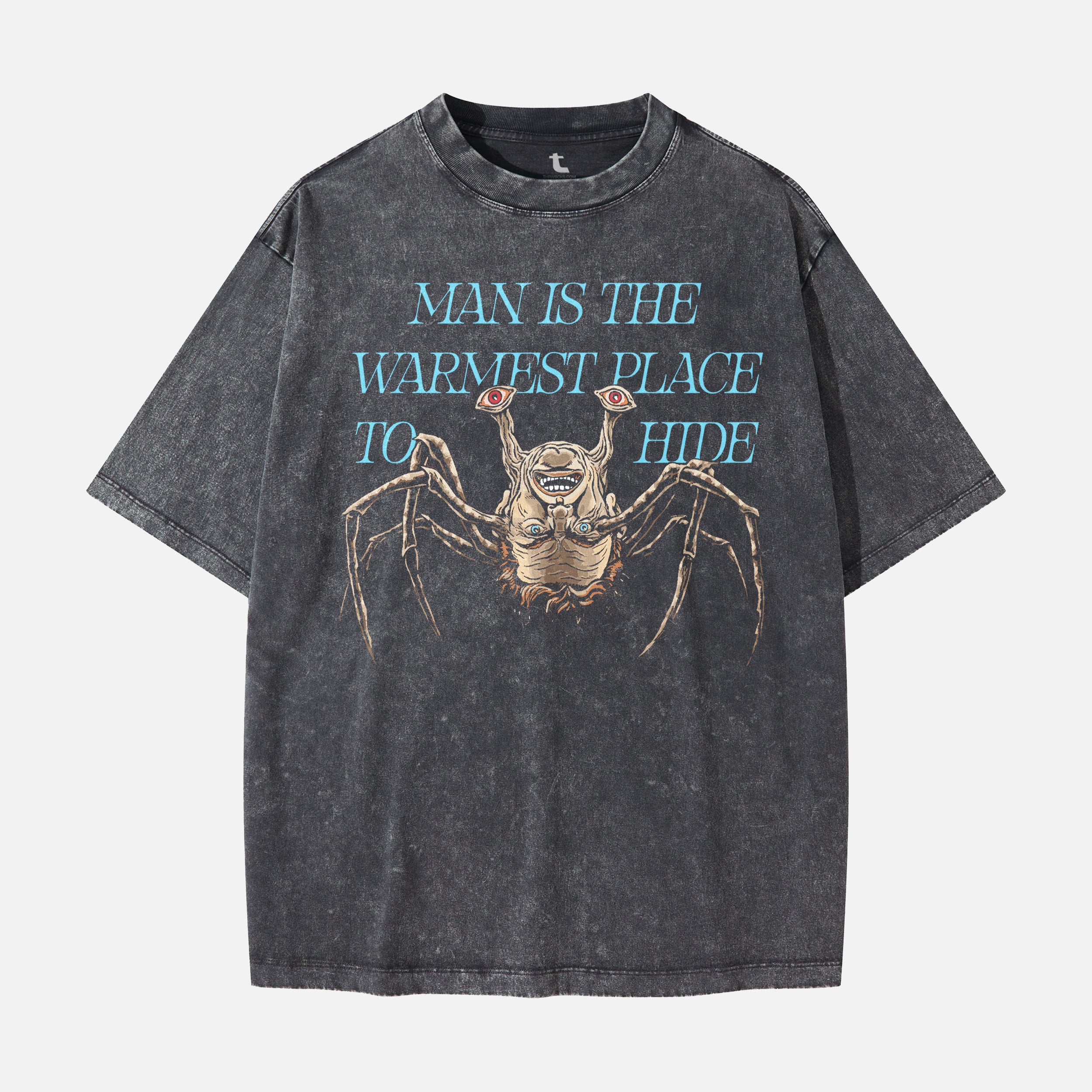 John Carpenter's The Thing horror movie t-shirt, distressed grunge black 1982 the thing norris spiderhead graphic tee