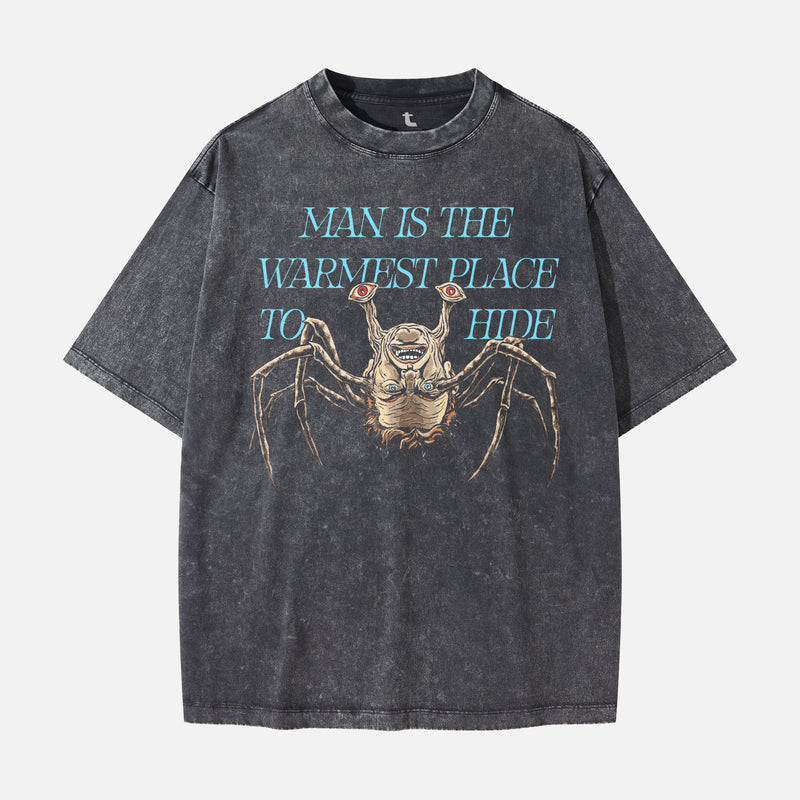 John Carpenter's The Thing horror movie t-shirt, distressed grunge black 1982 the thing norris spiderhead graphic tee