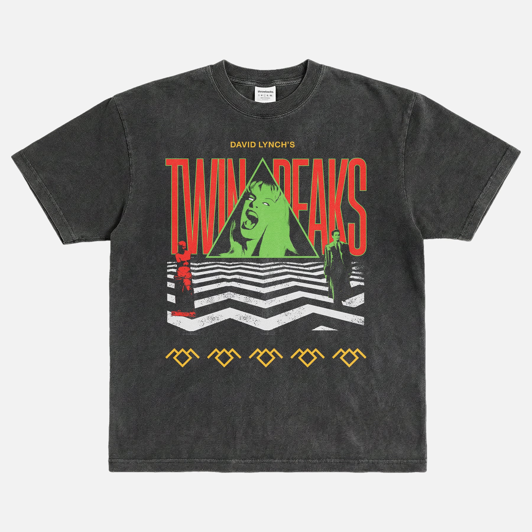Washed black Twin Peaks graphic tee shirt for david lynch and fire walk with me movie and tv show fans