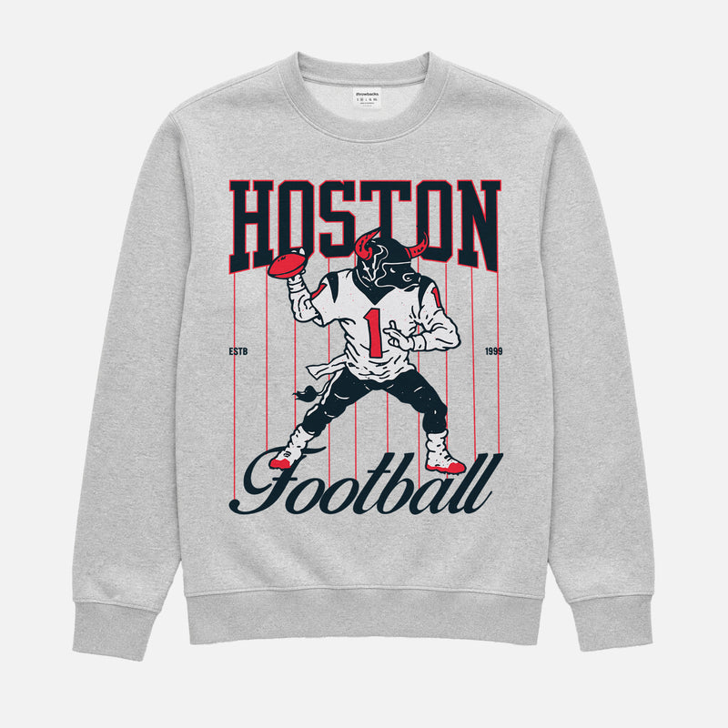 Cute throwback Houston Texans NFL mascot pinstripes crewneck sweatshirt