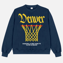 Heavyweight navy and yellow Comfort Colors Denver Nuggets basketball streetwear crewneck sweatshirt