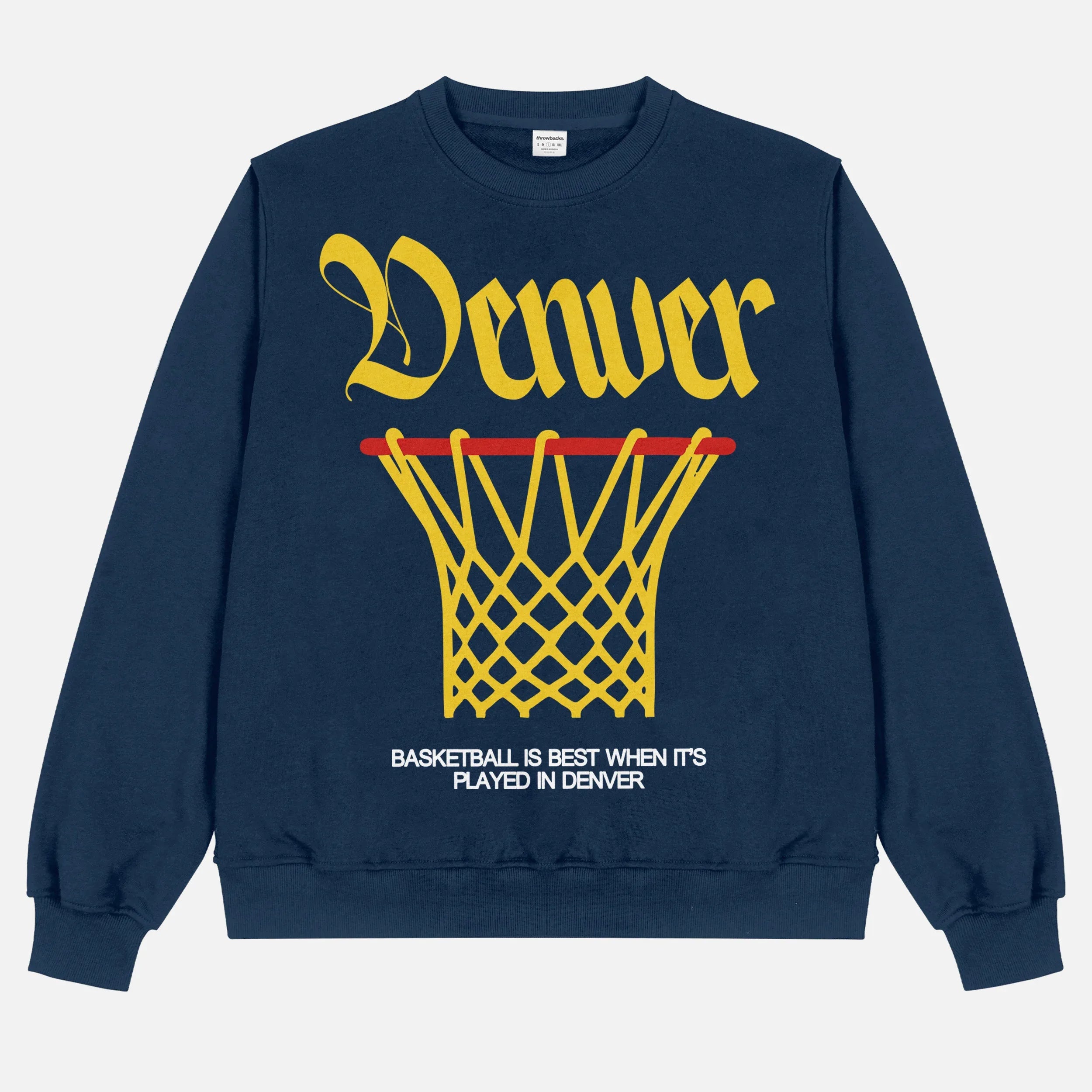 Heavyweight navy and yellow Comfort Colors Denver Nuggets basketball streetwear crewneck sweatshirt