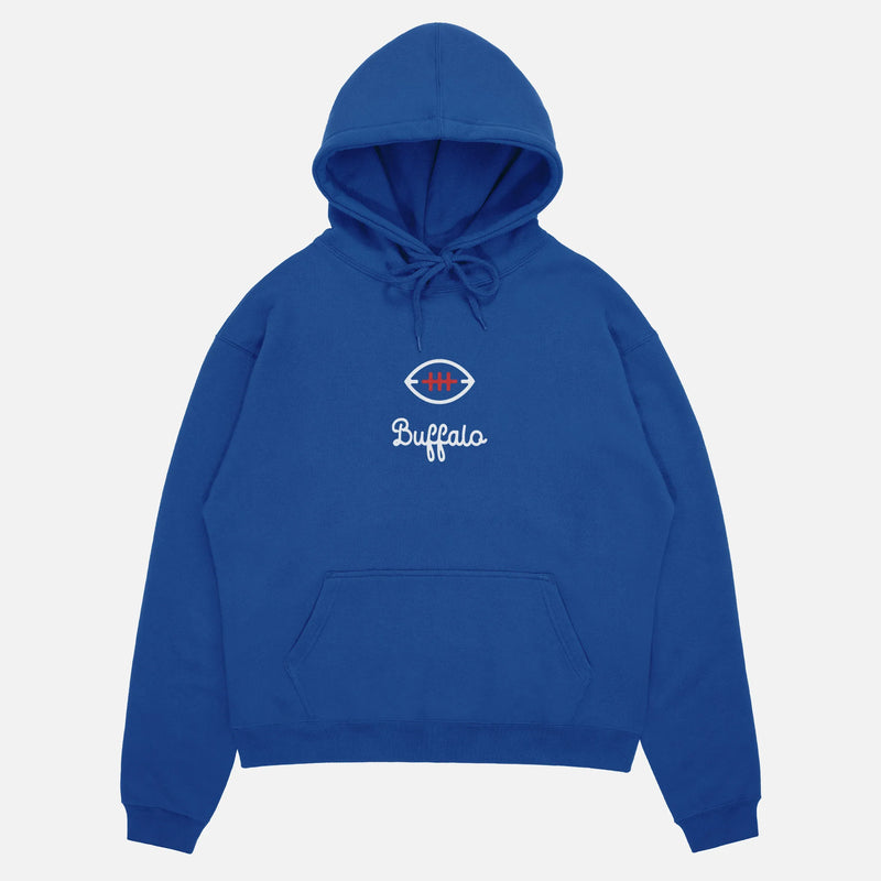 Retro Buffalo Bills minimal hoodie heavyweight royal blue football hooded sweatshirt