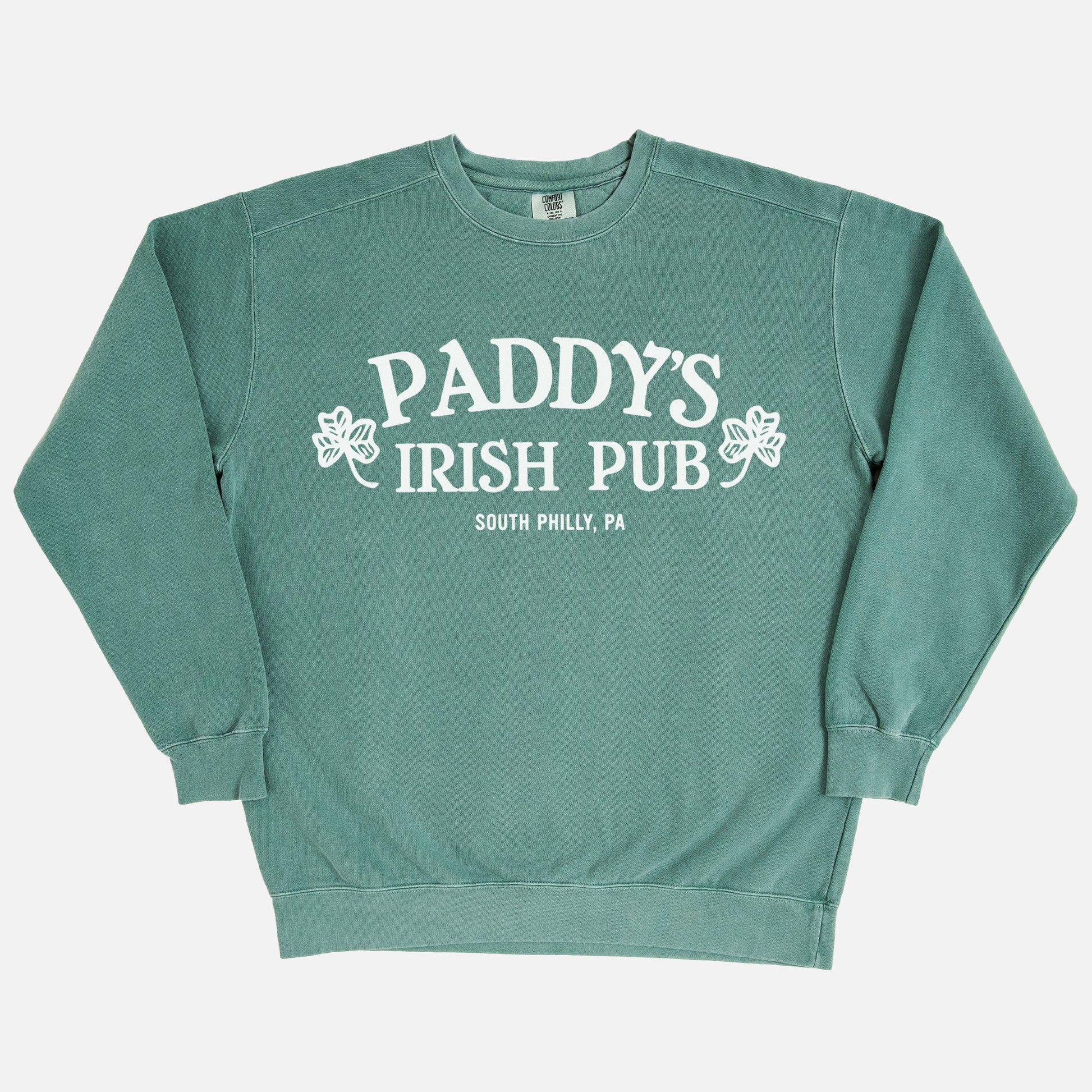 Washed Green Paddy's Irish Pub Logo sweatshirt, heavyweight comfort colors Always Sunny crewneck for men and women