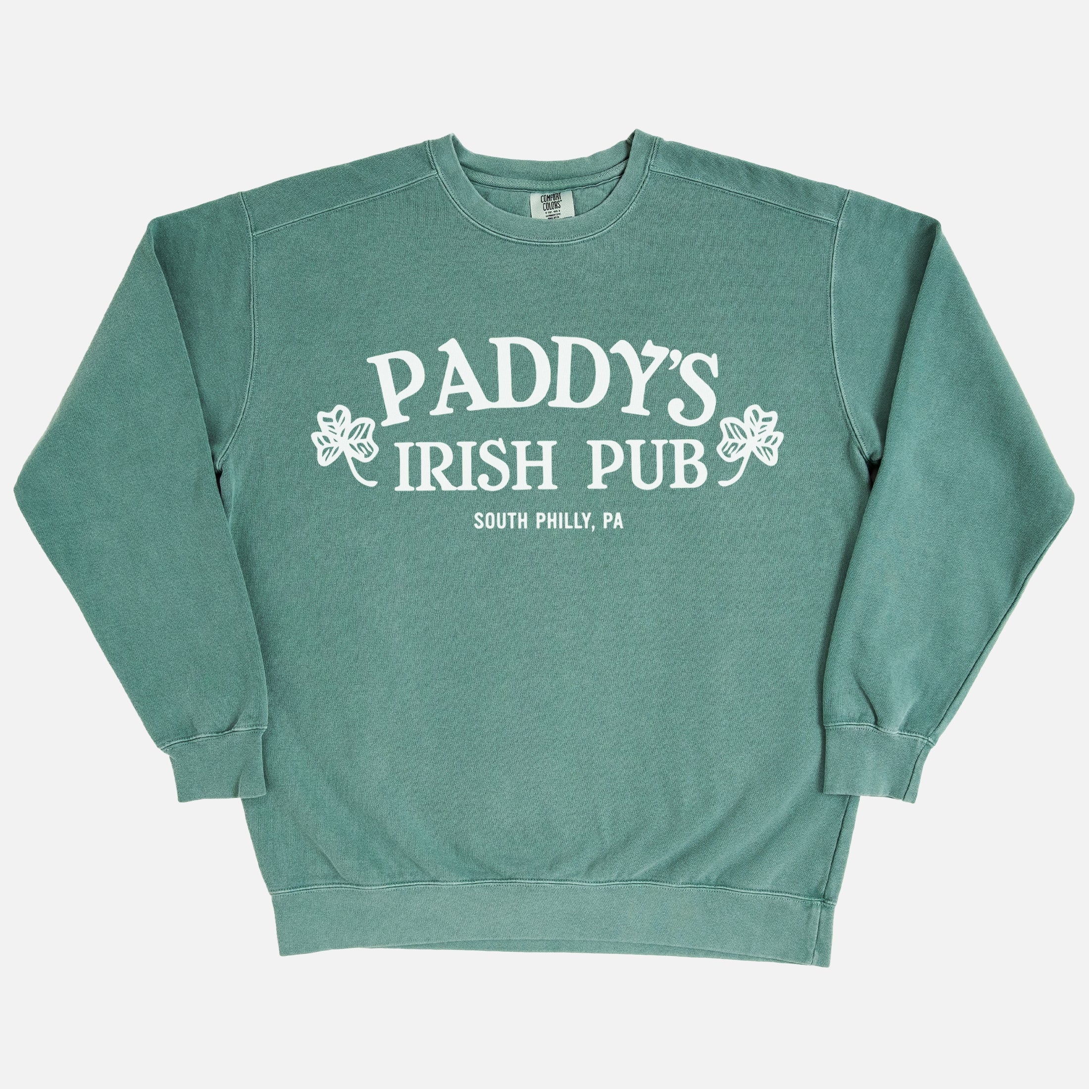 Washed Green Paddy's Irish Pub Logo sweatshirt, heavyweight comfort colors Always Sunny crewneck for men and women