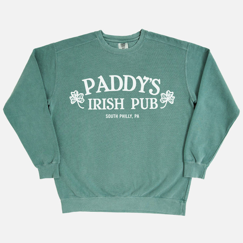 Washed Green Paddy's Irish Pub Logo sweatshirt, heavyweight comfort colors Always Sunny crewneck for men and women