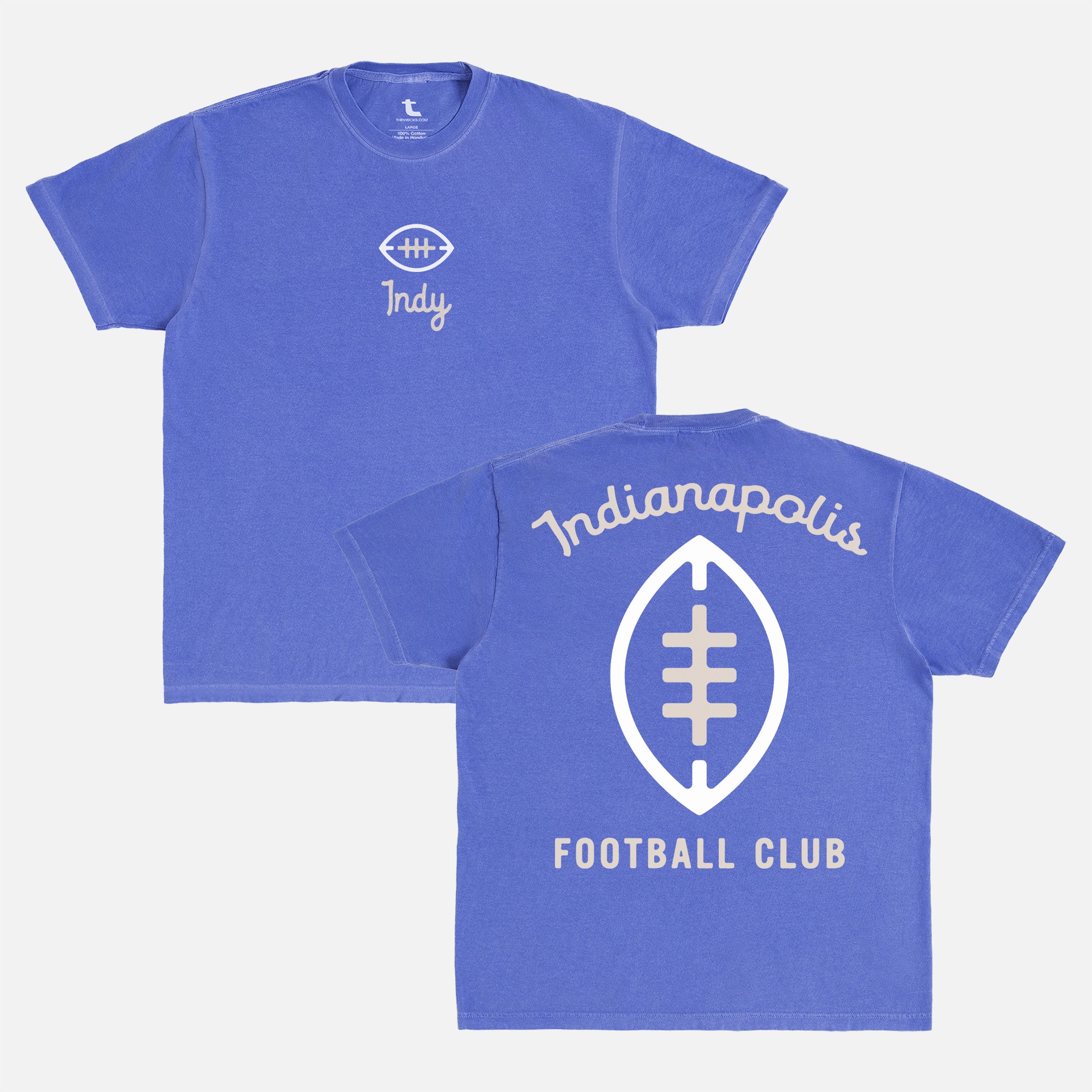 Unisex Throwback faded royal blue comfort colors Indianapolis Colts t-shirt with front and back print and custom Indy football logo