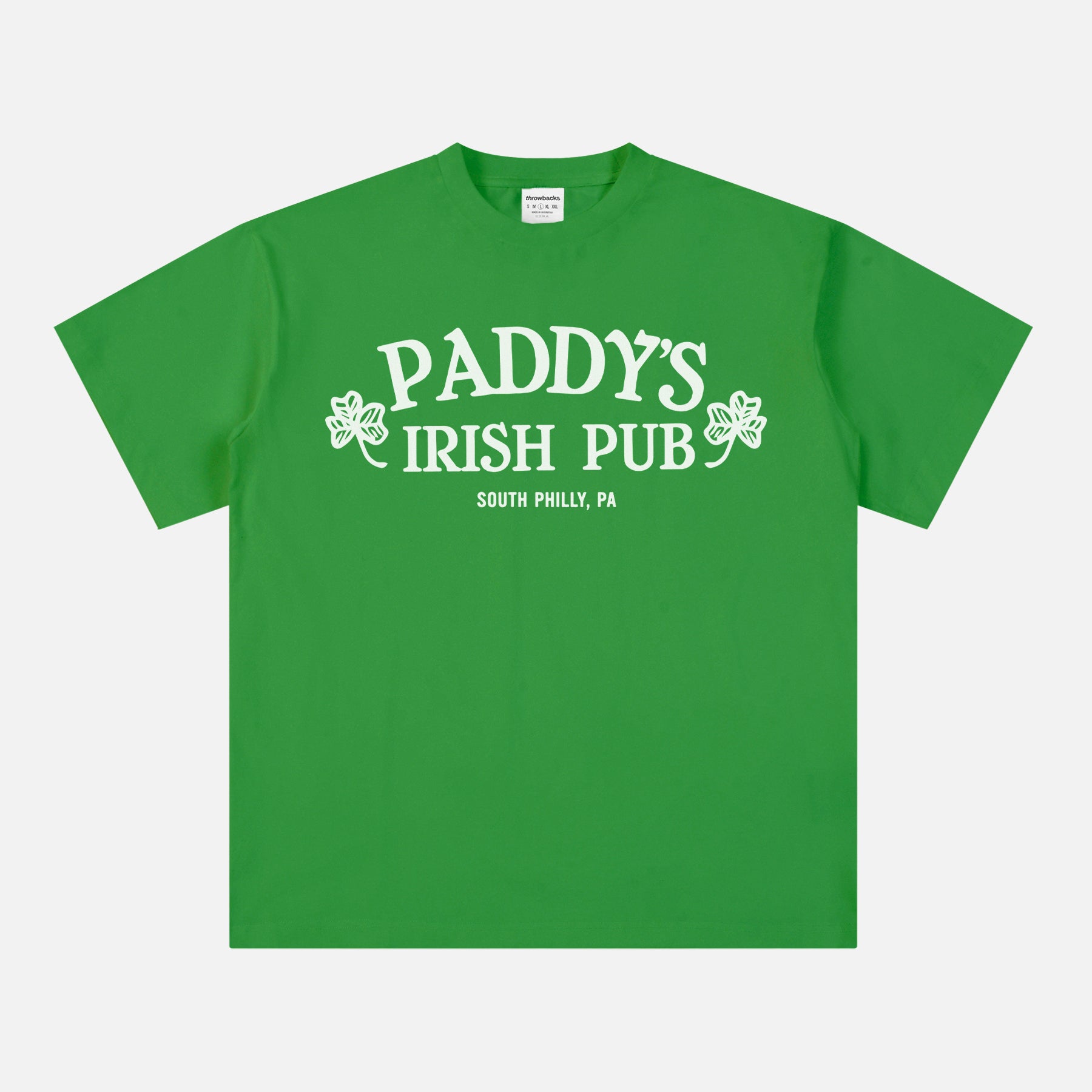 It's Always Sunny in Philadelphia kelly green Paddy's Irish Pub logo t-shirt for men and women for sale at Throwbacks