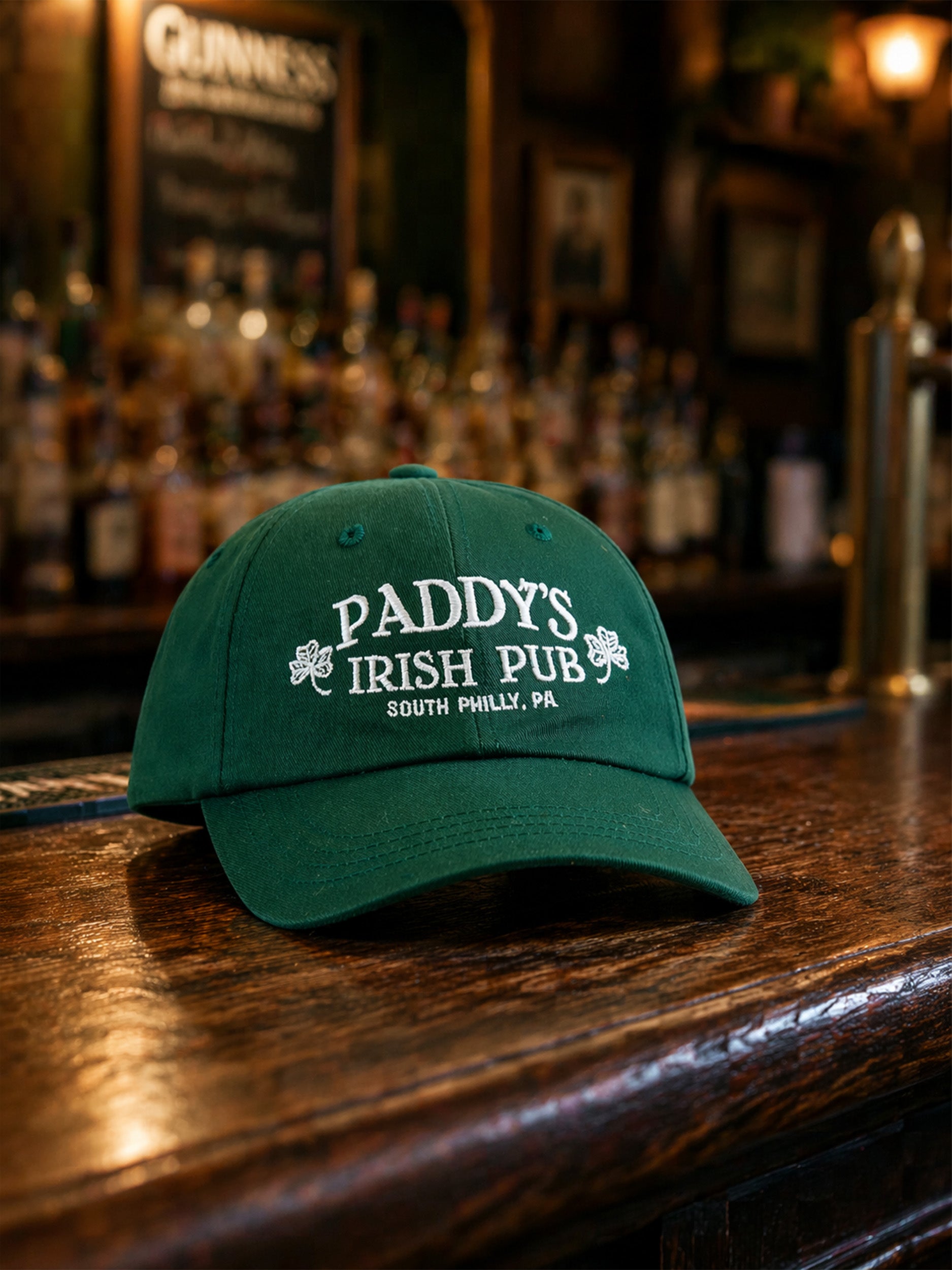 Green Paddy's Irish Pub adjustable dad hat, it's always sunny in philadelphia collectible cap