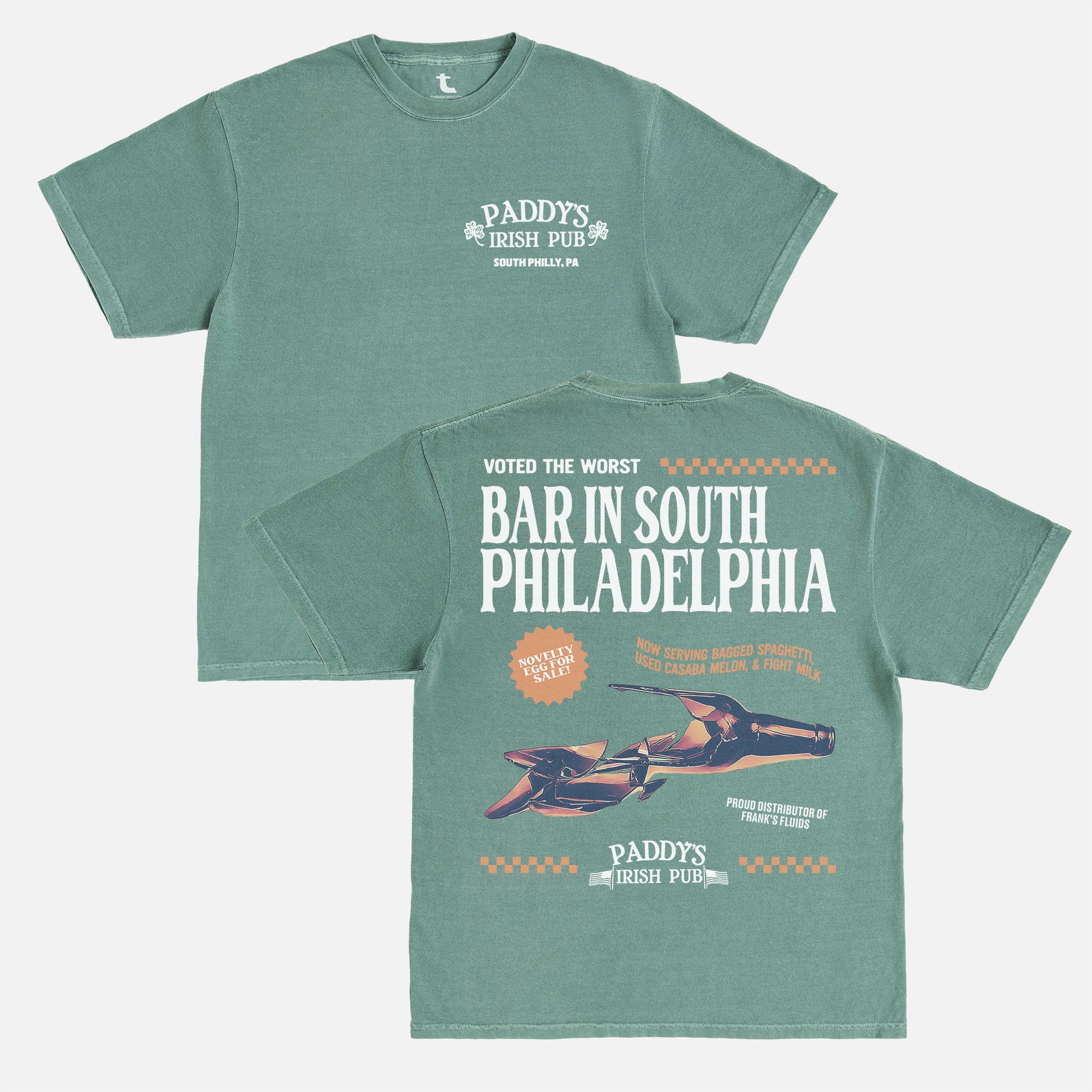 its always sunny in philadelphia t-shirt, funny paddys irish pub graphic tee with front and back print