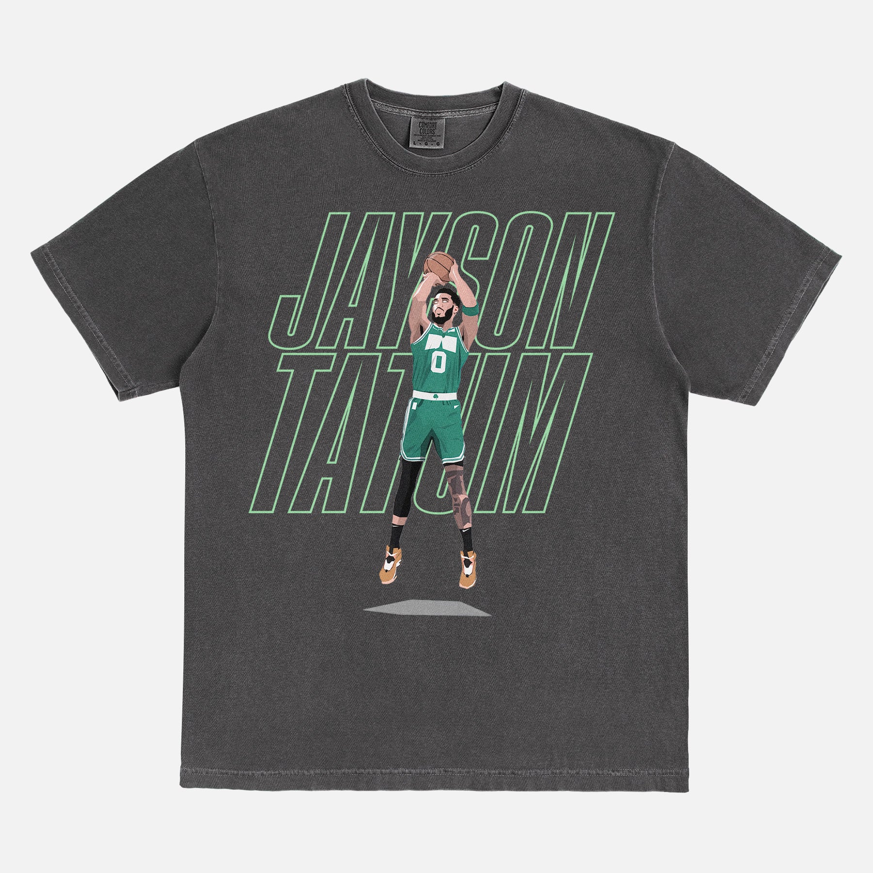 Washed black Comfort Colors Jayson Tatum Jump Shot illustration boston celtics graphic T-Shirt