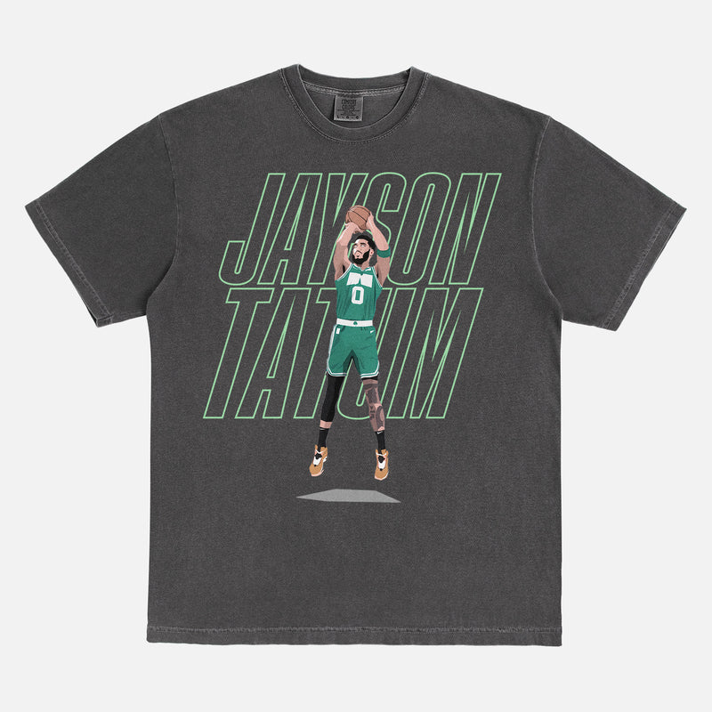 Washed black Comfort Colors Jayson Tatum Jump Shot illustration boston celtics graphic T-Shirt