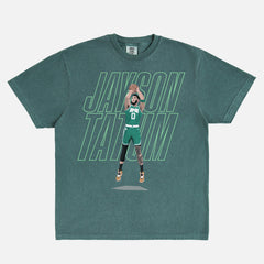 Washed green Comfort Colors Jayson Tatum Jump Shot illustration boston celtics graphic T-Shirt