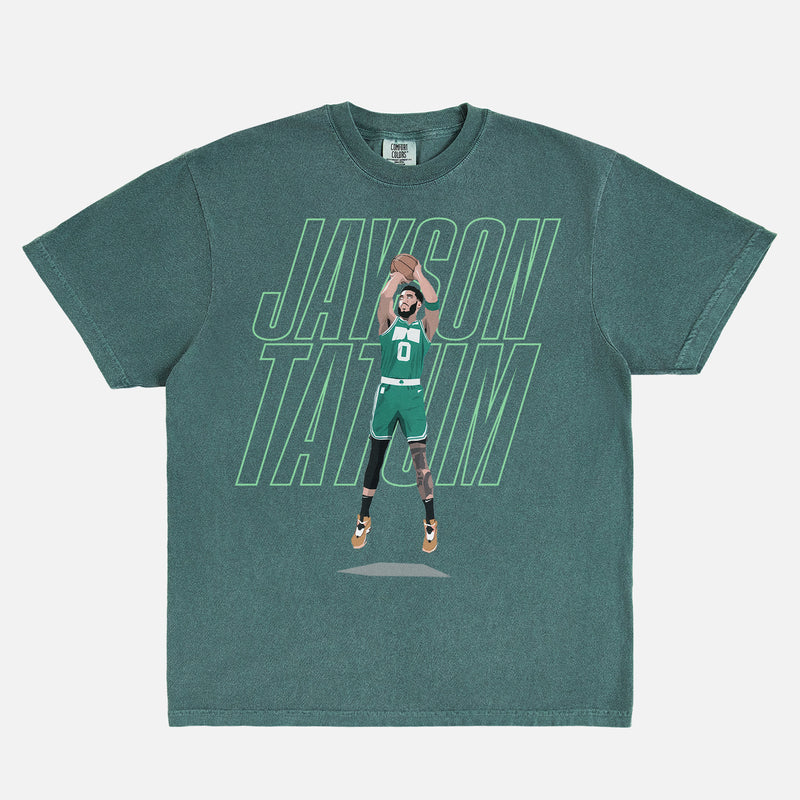 Washed green Comfort Colors Jayson Tatum Jump Shot illustration boston celtics graphic T-Shirt