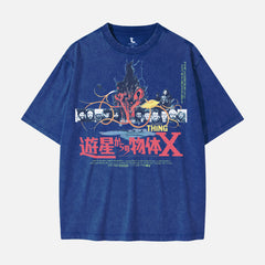 John Carpenter's The Thing 1982 Japanese Movie poster heavyweight t-shirt in distressed blue and red