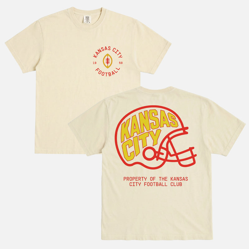 Cute vintage Kansas City Chiefs washed cream comfort colors graphic tee shirt