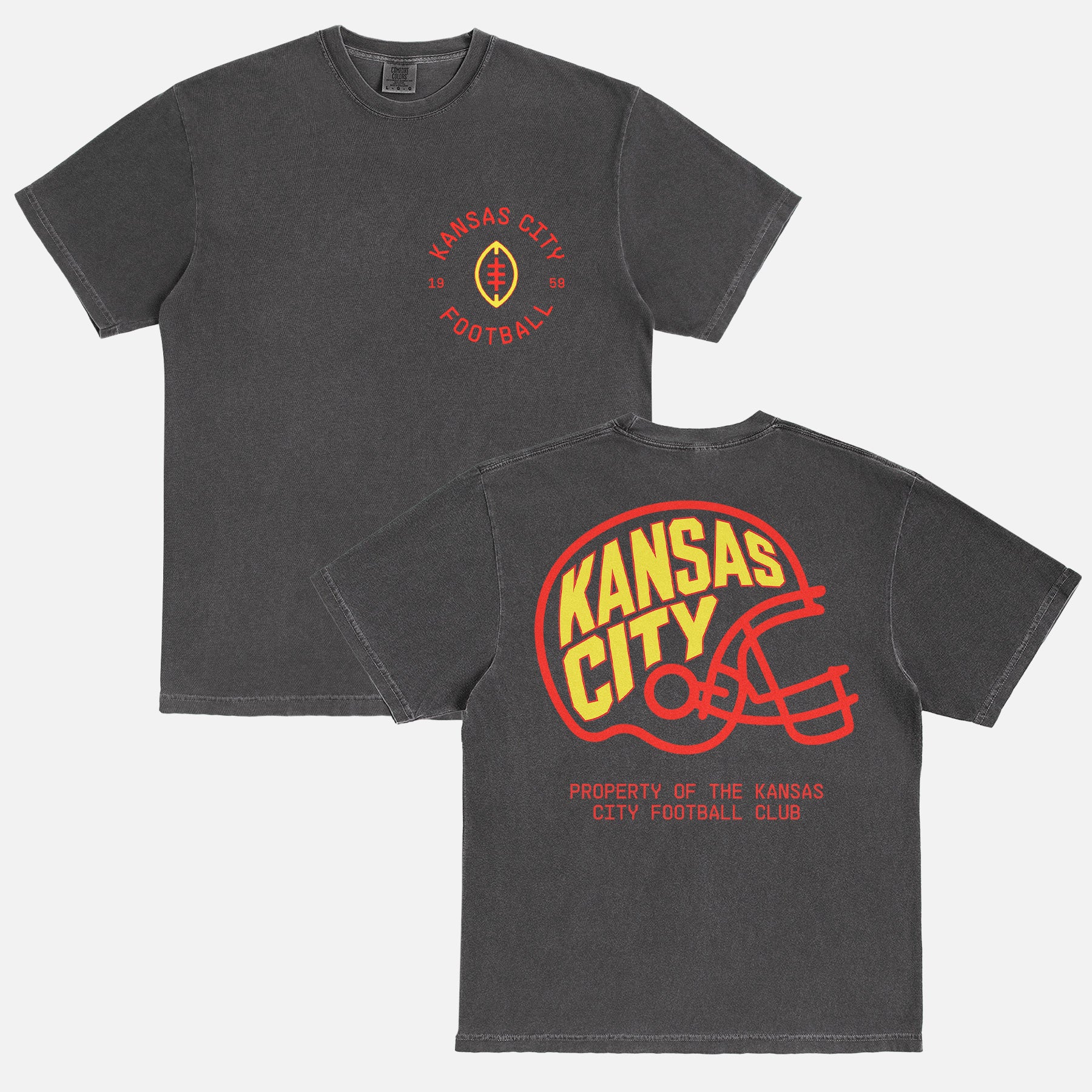 Cute vintage Kansas City Chiefs washed black comfort colors graphic tee shirt