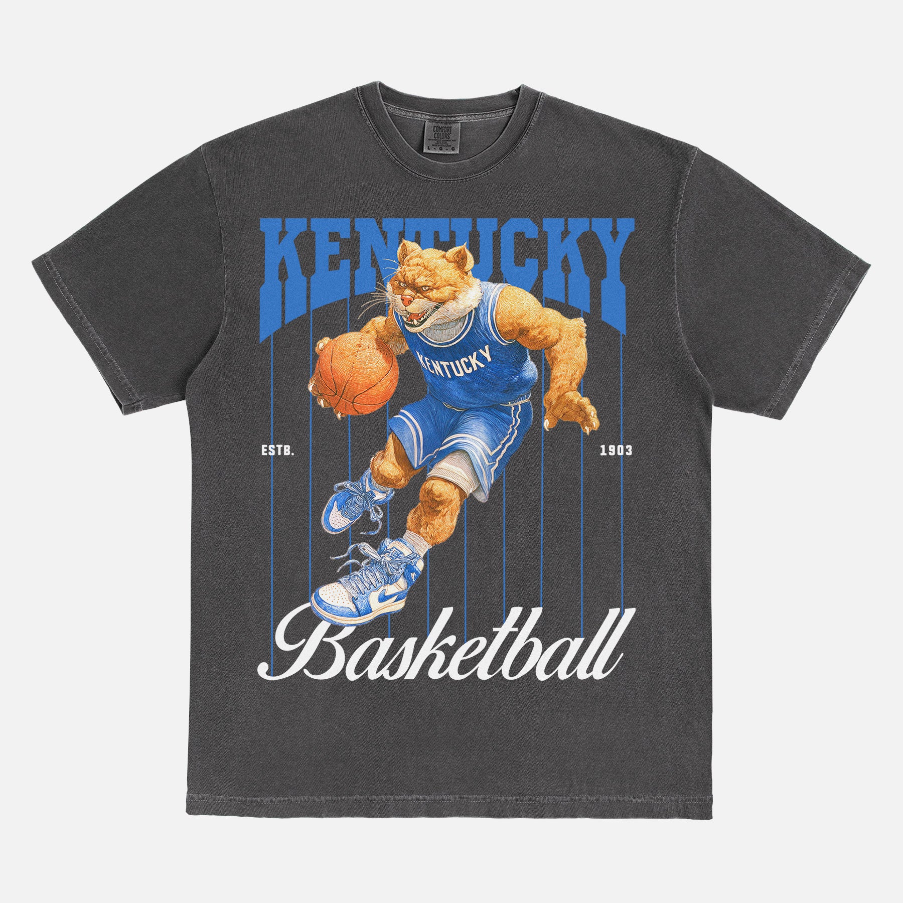 washed black Kentucky Wildcats college Basketball Pinstripes T-Shirt
