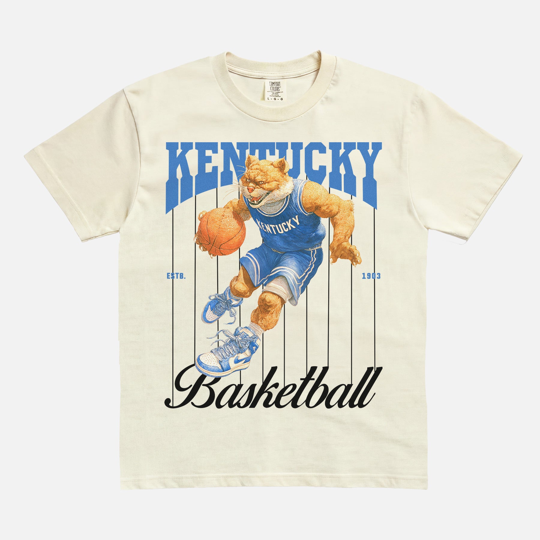 washed cream off white Kentucky Wildcats college Basketball Pinstripes T-Shirt