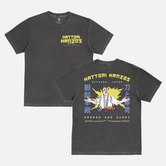 Hattori Hanzo Samuri Swords and Sushi logo t-shirt, kill bill quentin tarantino movie graphic tee with front and back print