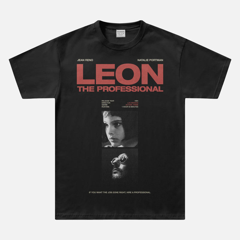 Black streetwear-style Leon the Professional vintage 90's movie graphic tee shirt
