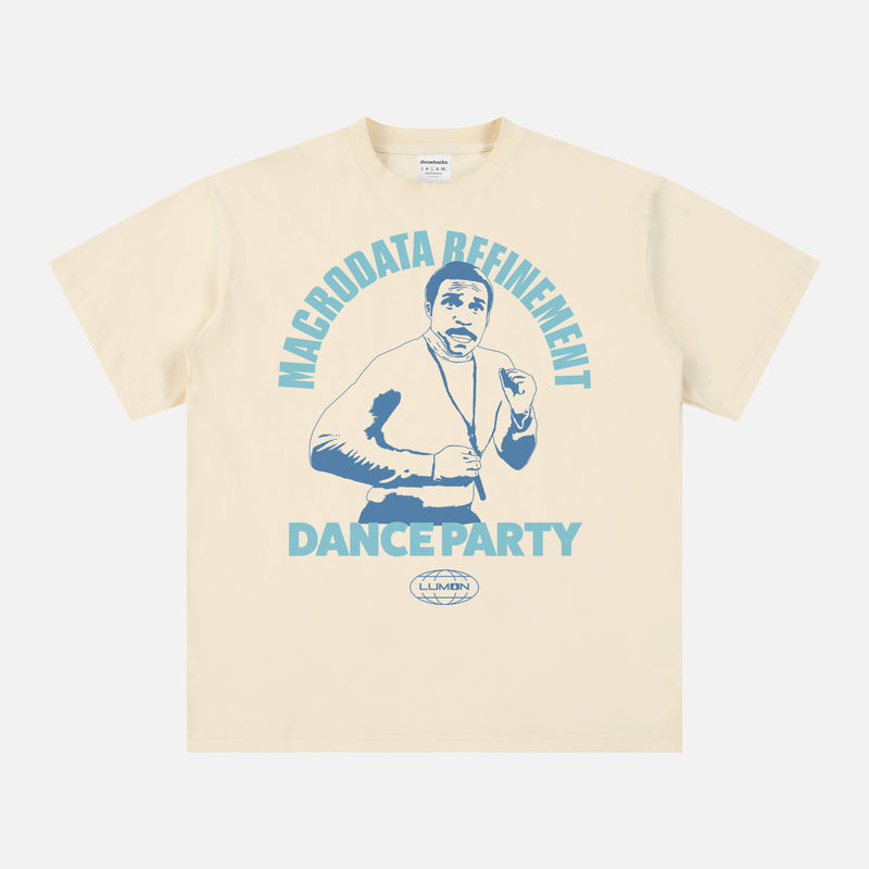 Severance Apple TV Show graphic tee, funny Lumon Macrodata Refinement Mr Milchick dance party promo t-shirt merch