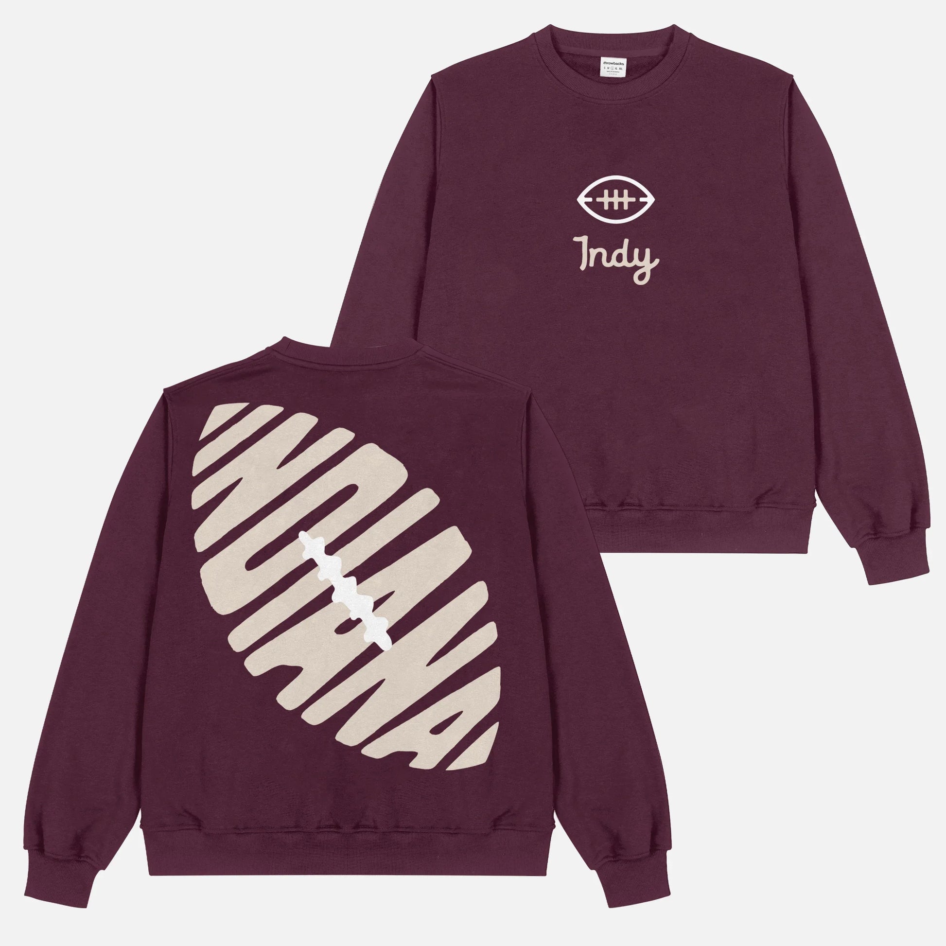Vintage maroon and beige heavyweight Indiana Hoosiers crewneck sweatshirt with oversized back print