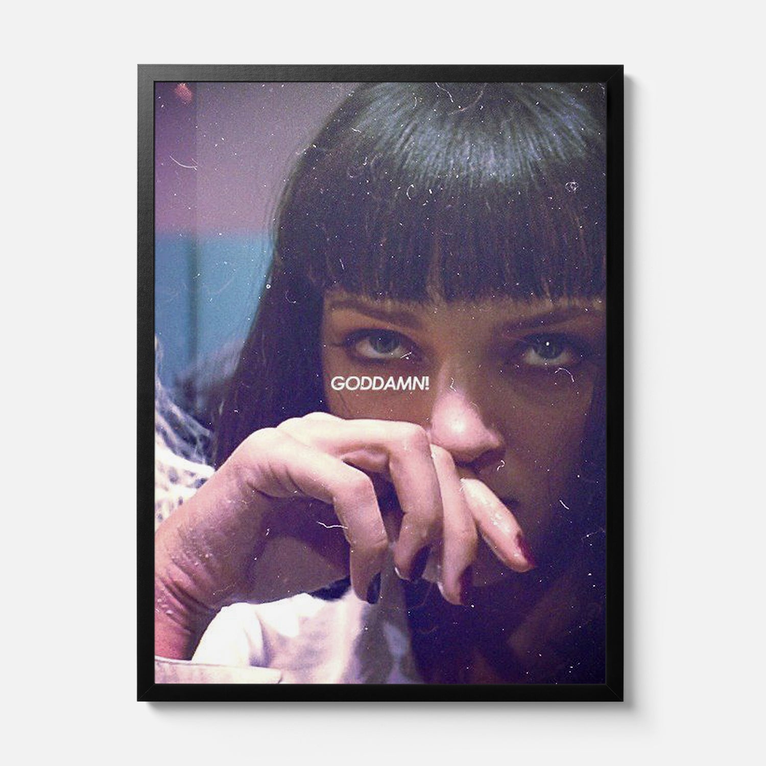 Framed Pulp Fiction movie poster with Mia Wallace bathroom scene poster for fans of retro movie wall art and quentin tarantino