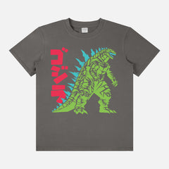 Retro lightweight dark grey Godzilla Minus One japanese movie graphic tee with minimal art on unisex t-shirt